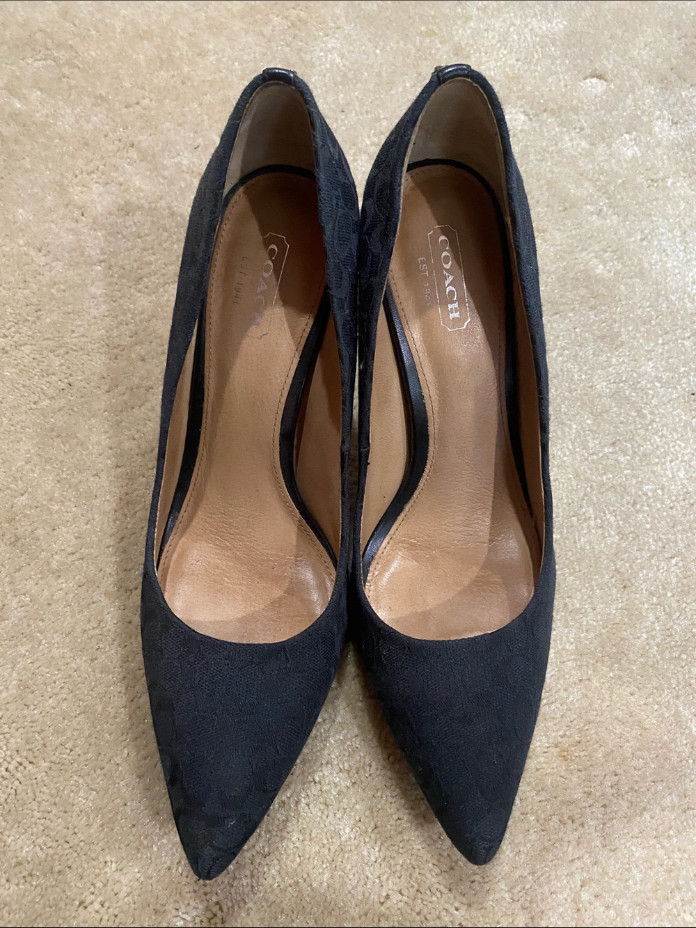Coach Black Pointed Toe Fabric Pumps